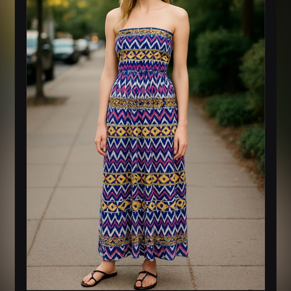 Geometric Strapless Maxi Size Large